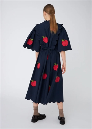Embroidered cotton midi kjole Navy Stella Nova 